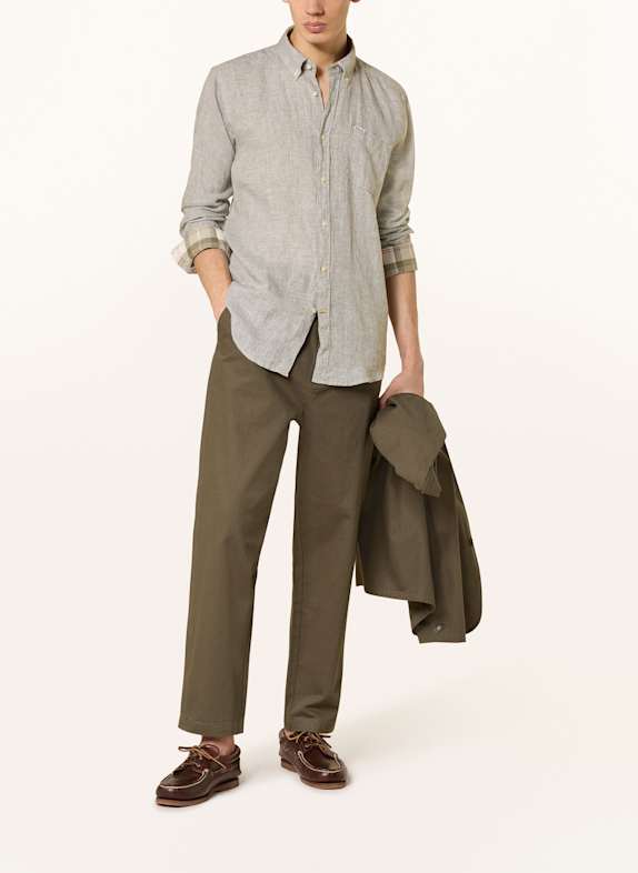 Barbour Linnen hemd LINTON Tailored Fit WIT / OLIJF