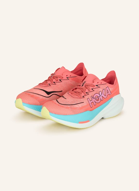 HOKA Laufschuhe MACH X2 HELLROT/ TÜRKIS