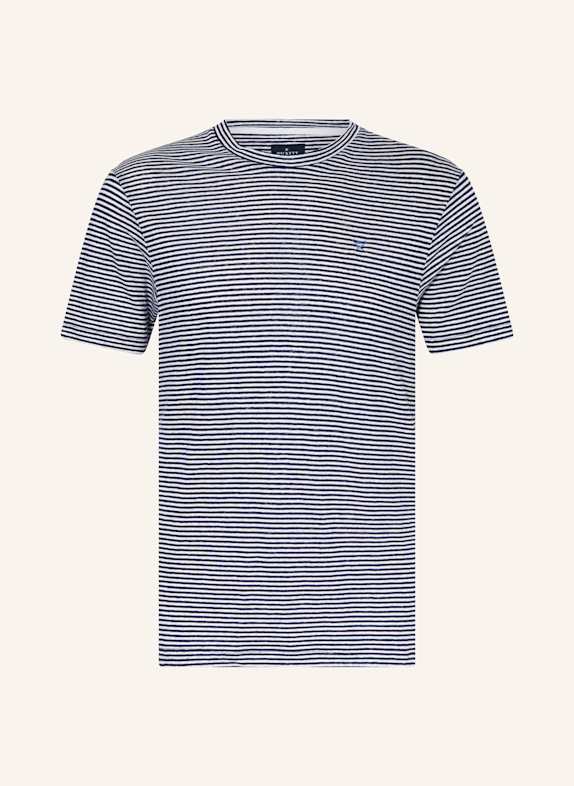 HACKETT LONDON T-Shirt aus Leinen WEISS/ DUNKELBLAU