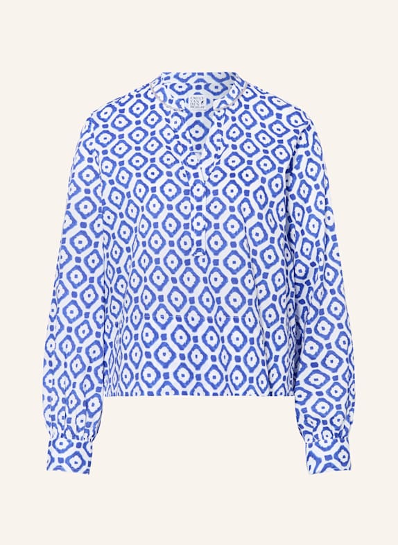 Emily VAN DEN BERGH Blusenshirt mit Schmuckperlen WEISS/ BLAU