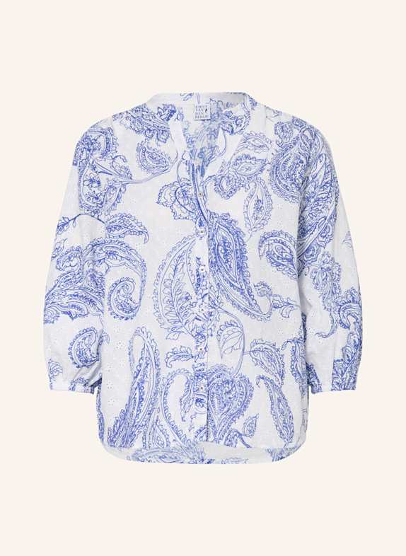 Emily VAN DEN BERGH Bluse aus Lochspitze mit 3/4-Arm WEISS/ BLAU