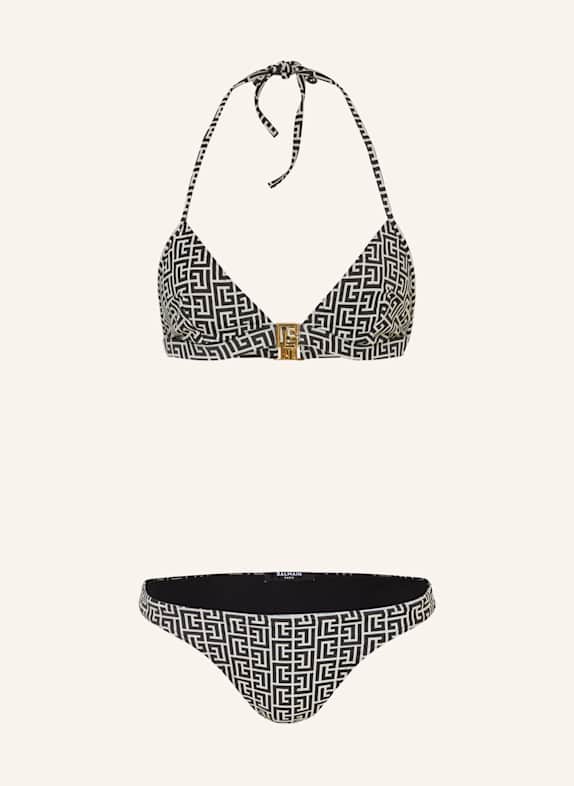 BALMAIN Bikini trójkątne MONOGRAMME CZARNY/ ECRU