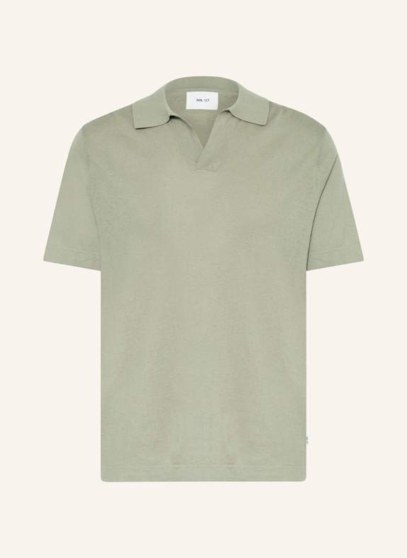 NN.07 Strick-Poloshirt RYAN mit Leinen HELLGRÜN