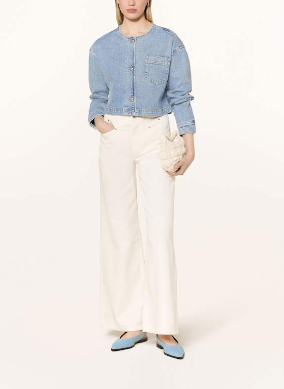 Oui S White Cropped Jeans Split Hem 73364 1002