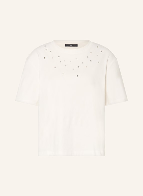 oui T-Shirt mit Schmucksteinen WEISS