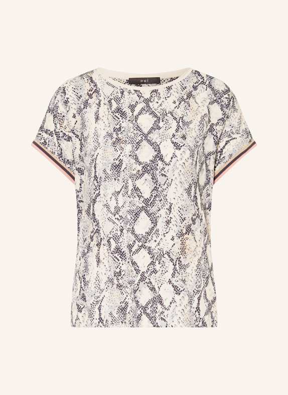 oui Blouse top in mixed materials with glitter thread CREAM/ DARK GRAY