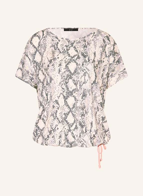 oui Blusenshirt CREME/ DUNKELGRAU