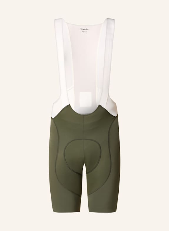 Rapha Radhose PRO TEAM BIB III mit Trägern und gepolstertem Einsatz DUNKELGRÜN/ CREME