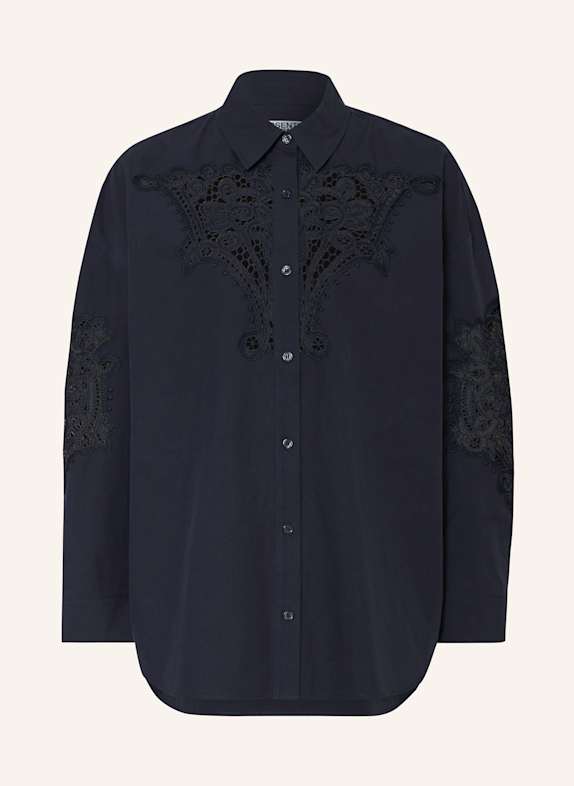 ESSENTIEL ANTWERP HOOFD oversized shirt blouse with lace DARK BLUE