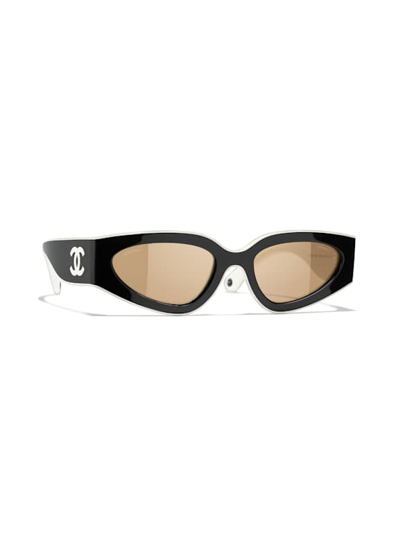 CHANEL Schmale Sonnenbrille 165653 - SCHWARZ/ WEISS/ BRAUN