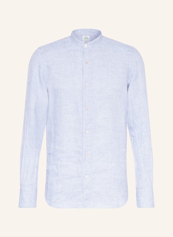 FINAMORE 1925 Leinenhemd TOKYO LORENZO Slim Fit mit Stehkragen HELLBLAU