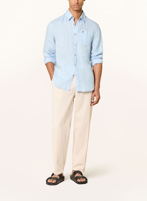 NAPAPIJRI Linnen hemd G-LINEN LS Regular Fit LICHTBLAUW