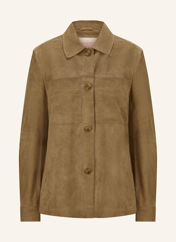 MILESTONE Leder-Overshirt MSVICKI KHAKI