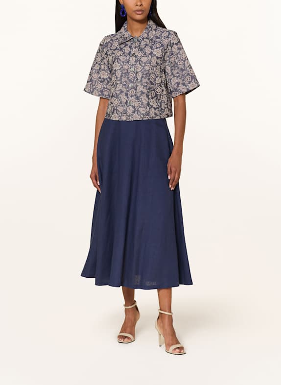 Grasegger Jacquard-jasje HILDA BLAUW / DONKERROOD / LICHTGRIJS