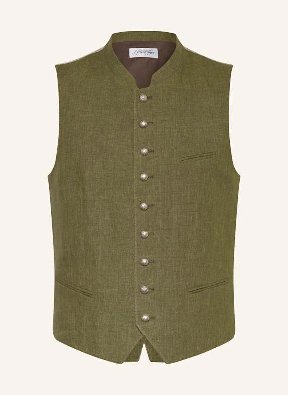 Grasegger wave striped cotton blend sweater made of linen GREEN/ BEIGE