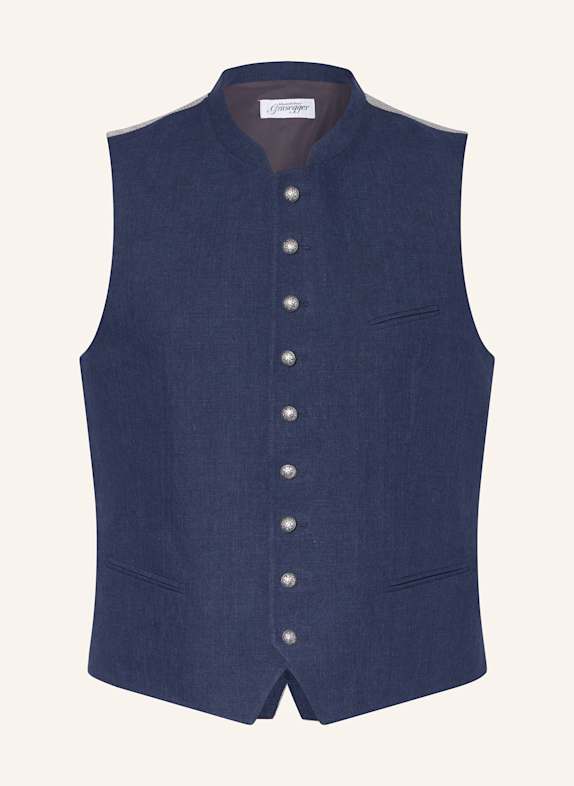 Grasegger Trachtenweste AURACH aus Leinen BLAU/ BEIGE