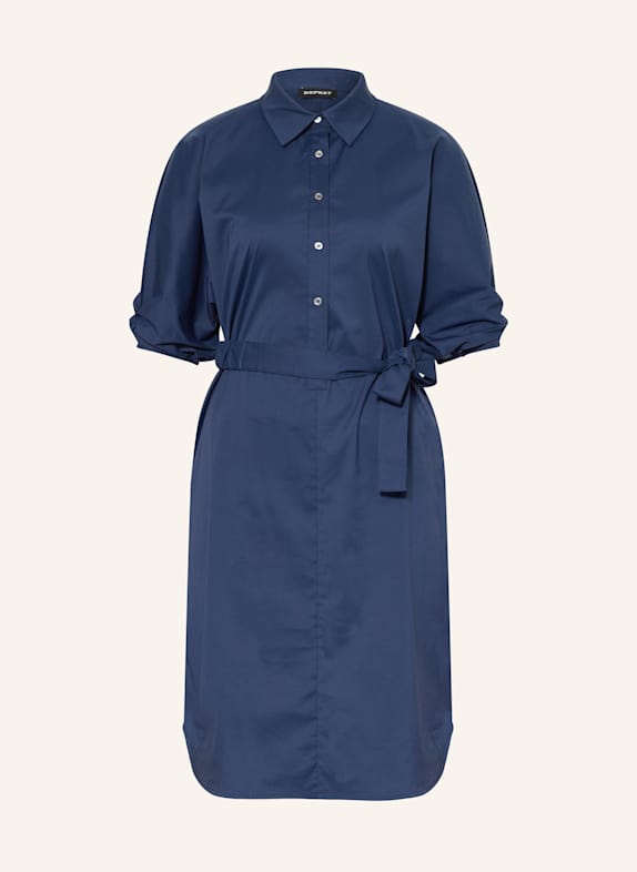 REPEAT Hemdblusenkleid mit 3/4-Arm DUNKELBLAU