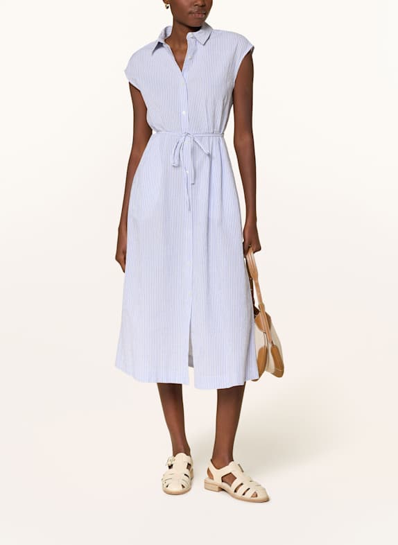 WOOLRICH Hemdblusenkleid WEISS/ HELLBLAU