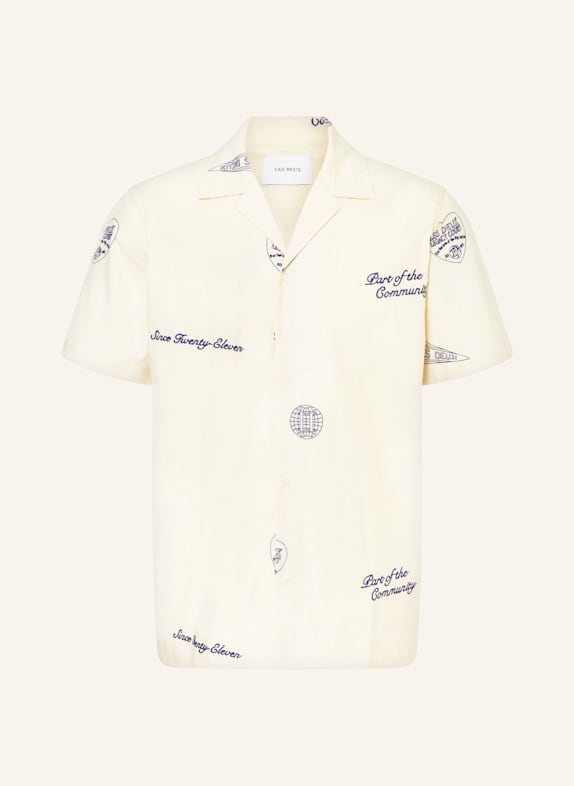 LES DEUX Resorthemd HENDRIX Reguar Fit CREME/ DUNKELBLAU