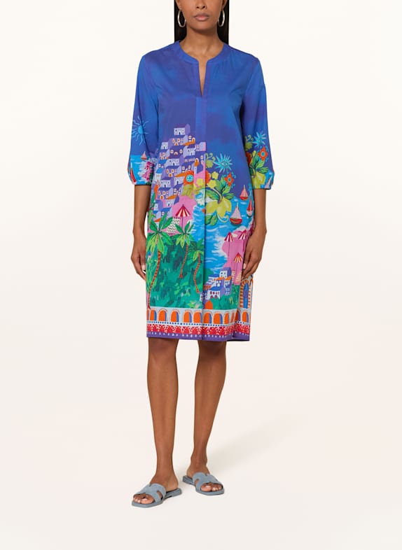 White Label Kleid mit 3/4-Arm BLAU / GRÜN / ORANGE