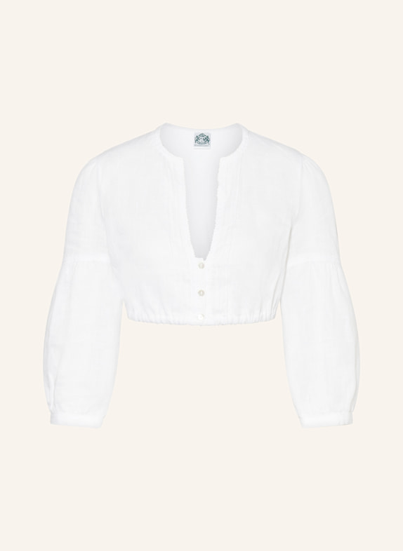 Hammerschmid Dirndlbluse BURGI im Materialmix mit 3/4-Arm WEISS