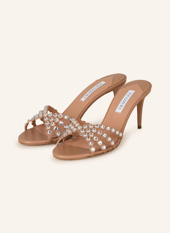 AQUAZZURA Mules TEQUILA mit Schmucksteinen  ROSA
