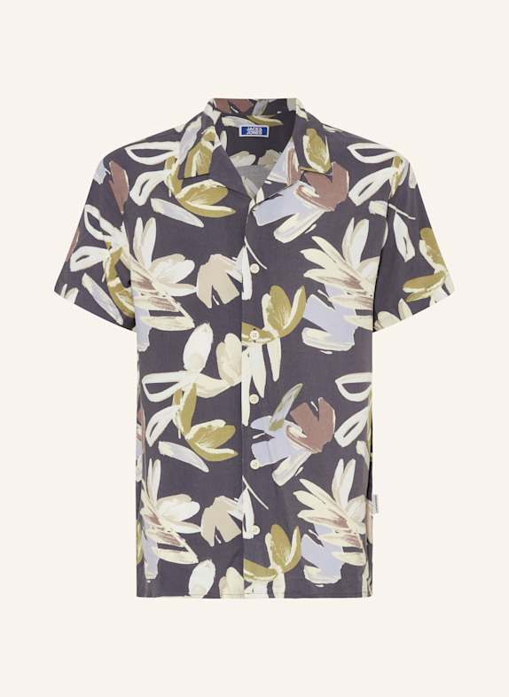 JACK&JONES Koszula z krótkim rękawem CZIEMNOSZARY/ ECRU/ OLIWKOWY