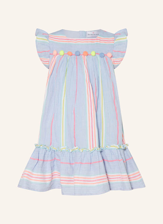 DANAMADE Kleid mit Volants BLAU/ ROT/ HELLGRÜN