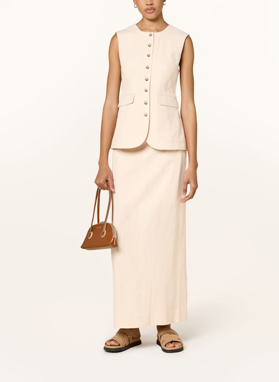 SELECTED Nederdel med lin CREME