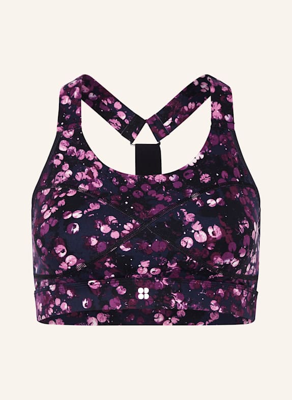 Sweaty Betty Biustonosz sportowy SUPER SOFT REVERSIBLE YOGA model dwustronny FIOLETOWY/ FUKSJA
