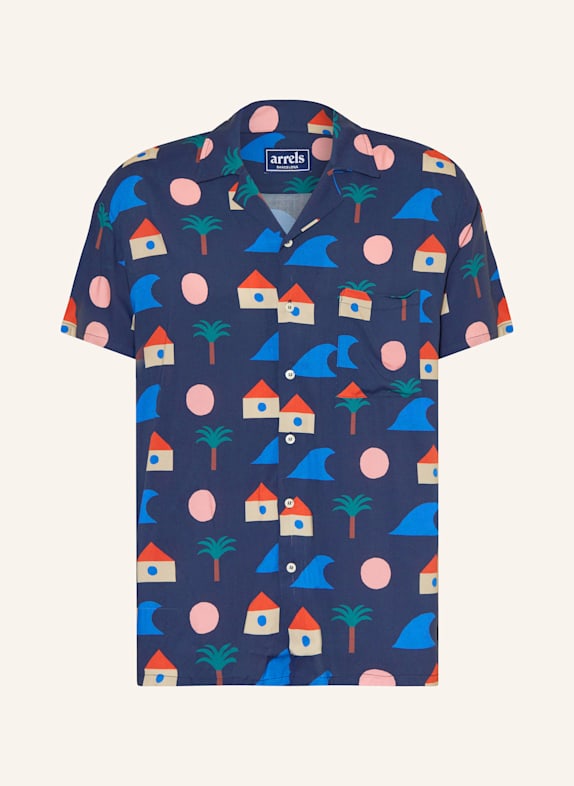 arrels BARCELONA Resorthemd BLUE LA PLAGE × MATIAS LARRAIN Comfort Fit DUNKELBLAU/ BLAU/ ROT