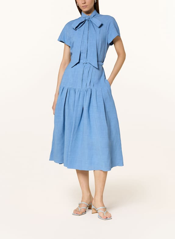 SLY 010 Leinenkleid LUCA in Jeansoptik mit abnehmbarer Schluppe HELLBLAU
