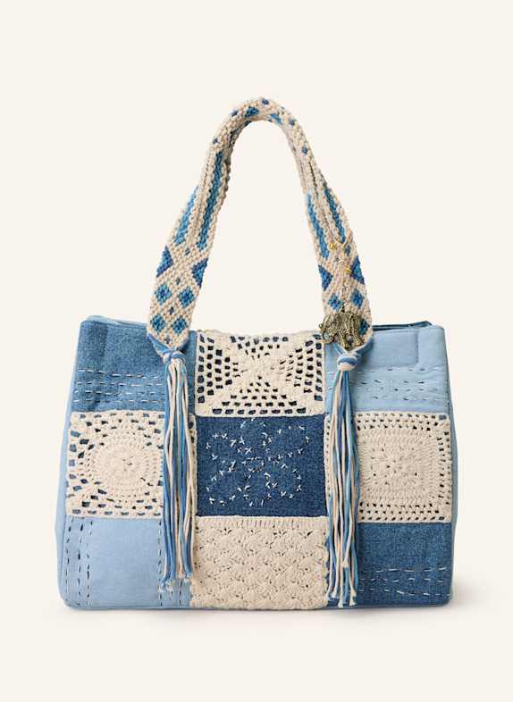 ANOKHI Shopper LARGE MODRÁ/ KRÉMOVÁ/ TMAVĚ MODRÁ