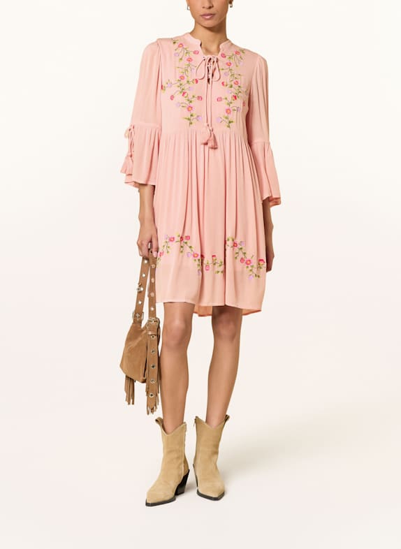 Y.A.S. Muslin dress with 3/4 sleeves PINK / GREEN / PINK