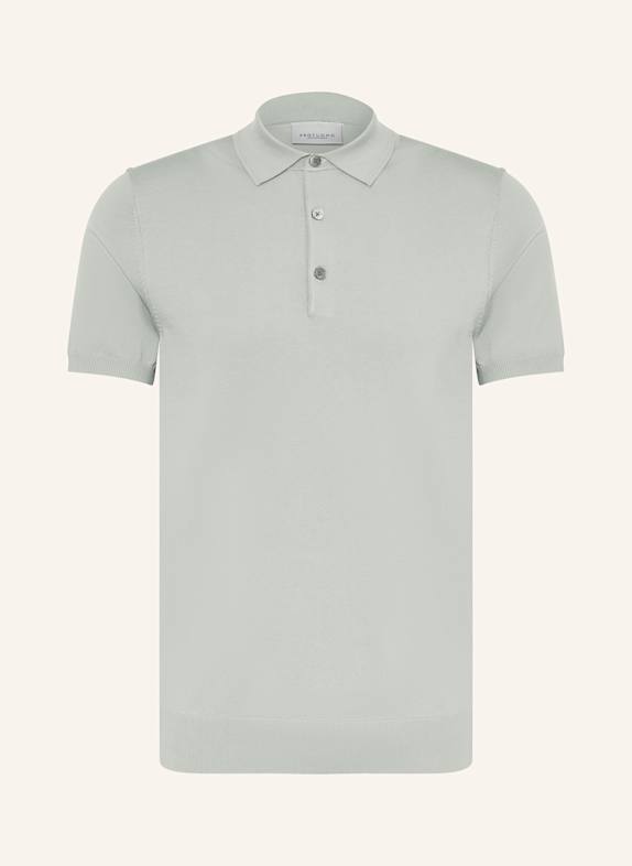 PROFUOMO Strick-Poloshirt HELLGRÜN