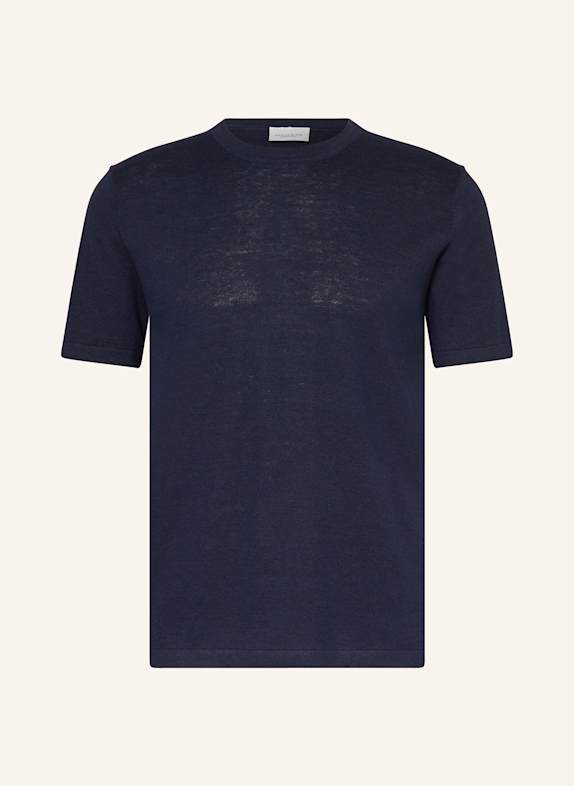 PROFUOMO T-Shirt mit Leinen DUNKELBLAU