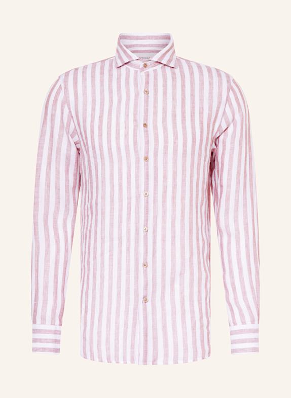 PROFUOMO Hemd Regular Fit aus Leinen ROSÉ/ WEISS