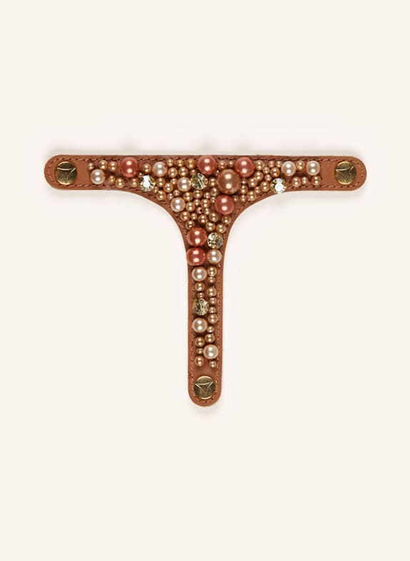 HEY MARLY Sandalen-Topping PRECIOUS PEARL mit Schmuckperlen COGNAC