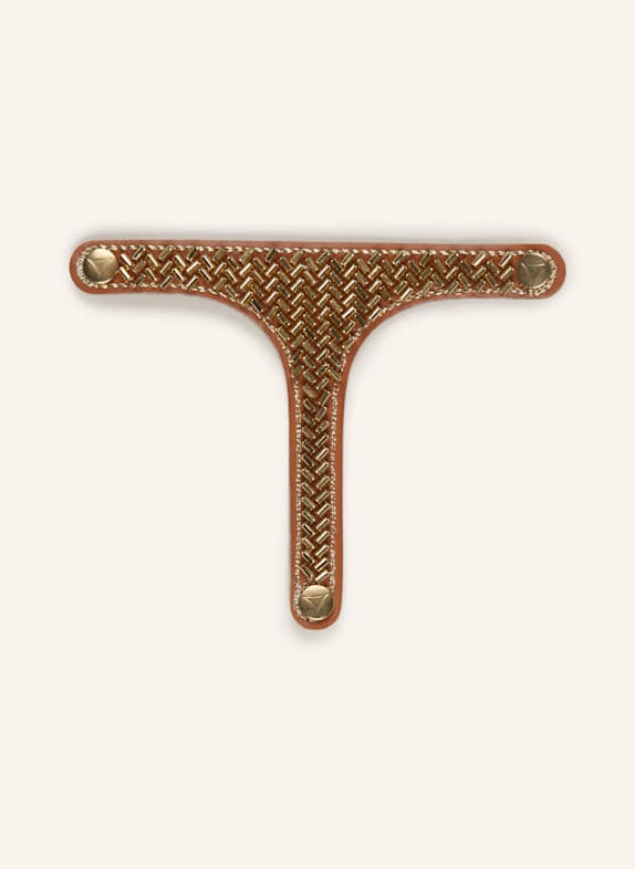 HEY MARLY Sandalen-Topping METALLIC BEADS mit Schmuckperlen COGNAC