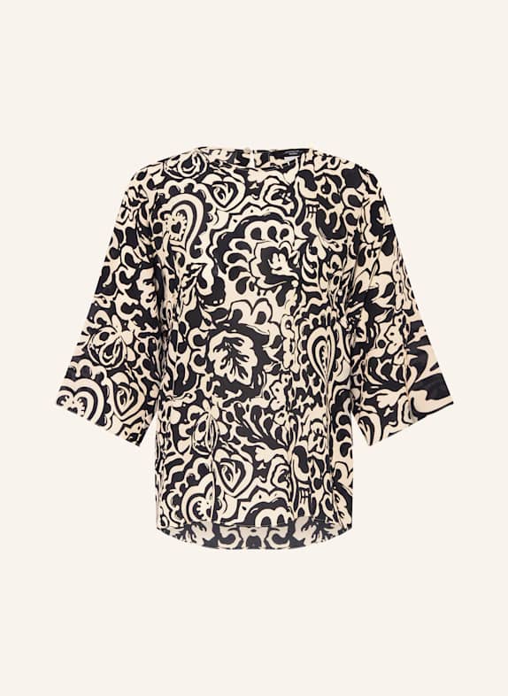WEEKEND Max Mara Blusenshirt GINNICO aus Seide mit 3/4-Arm SCHWARZ/ CREME