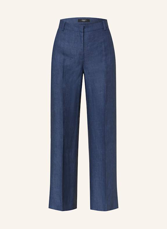 WEEKEND Max Mara Spodnie marlena MALIZIA z lnu 006 NAVY
