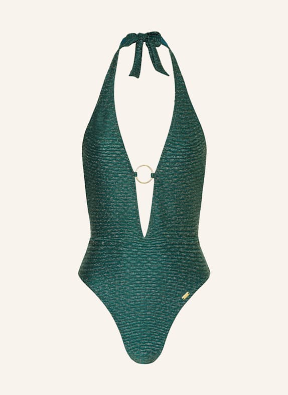 BANANA MOON COUTURE Neckholder-Badeanzug CAITITU CALICAR mit Glitzergarn GRÜN