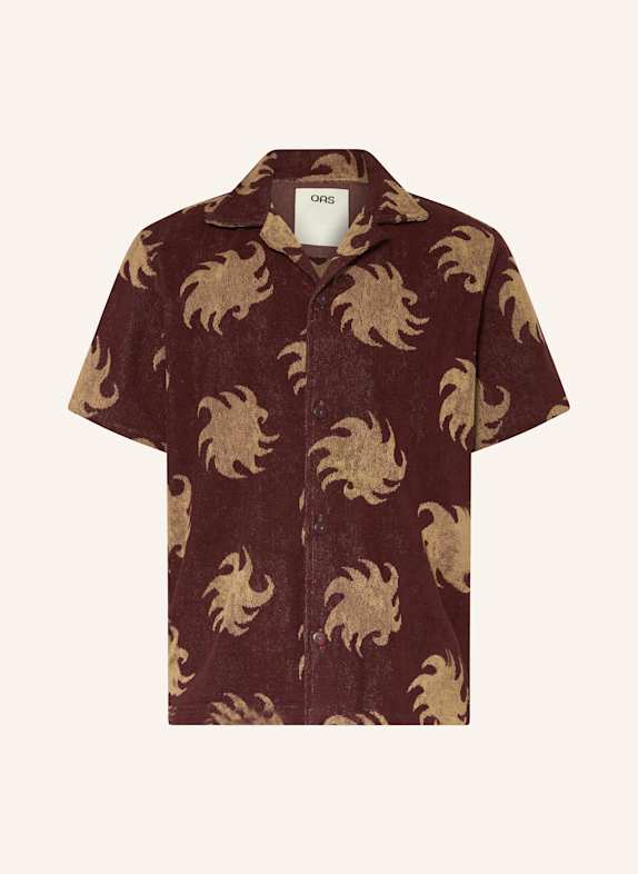 OAS Koszula z klapami MOCHA EMBER comfort fit z frotte BRĄZOWY