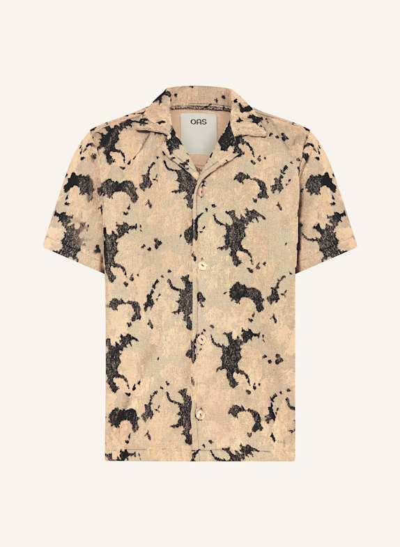 OAS Koszula z klapami JURA CONTRASTE comfort fit z frotte BEŻOWY / CZARNY