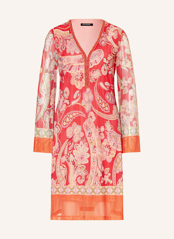 Ana Alcazar Kleid mit Schmucksteinen ROT/ ROSA/ GRÜN