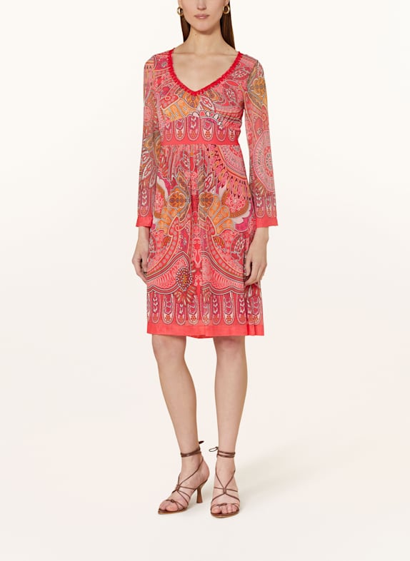 Ana Alcazar Mesh-Kleid PINK/ HELLROT/ ORANGE