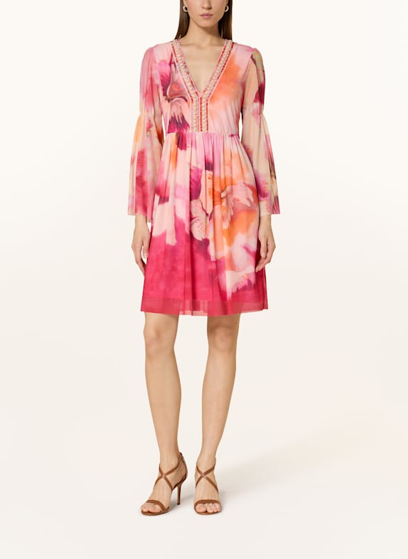 Ana Alcazar Kleid mit Schmucksteinen PINK/ ORANGE/ ROT