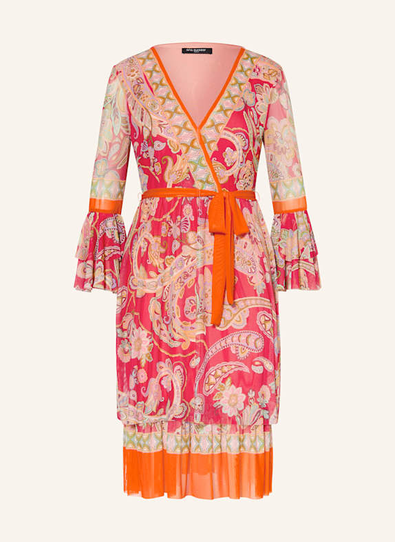 Ana Alcazar Kleid mit Rüschen und 3/4-Arm ROT/ GRÜN/ ORANGE