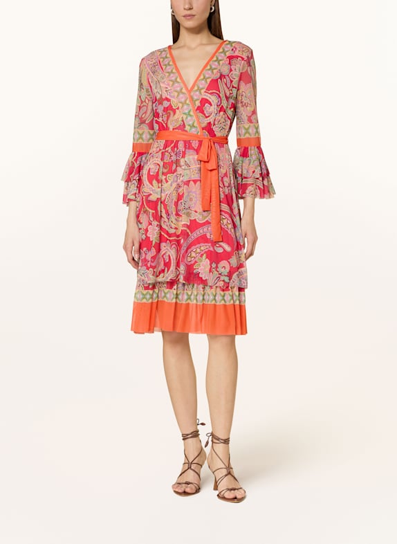 Ana Alcazar Kleid mit Rüschen und 3/4-Arm ROT/ GRÜN/ ORANGE