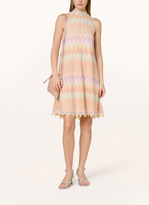 Ana Alcazar Strickkleid mit Glitzergarn ORANGE/ ROSA/ GELB
